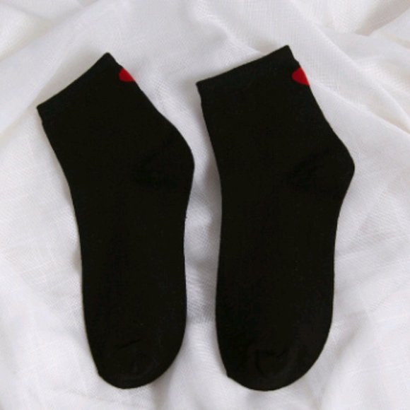 3 Pairs of Cute Heart Socks - Black - Picture 1 of 1